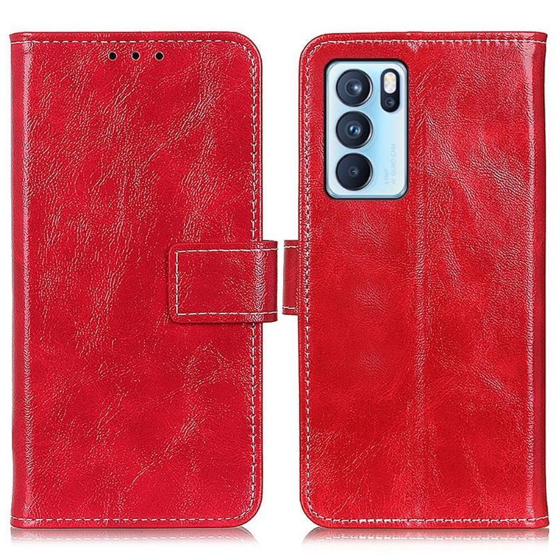 Etui Folio do Oppo Reno 6 5G Classic Luksusowe Szwy Z Efektem Skóry