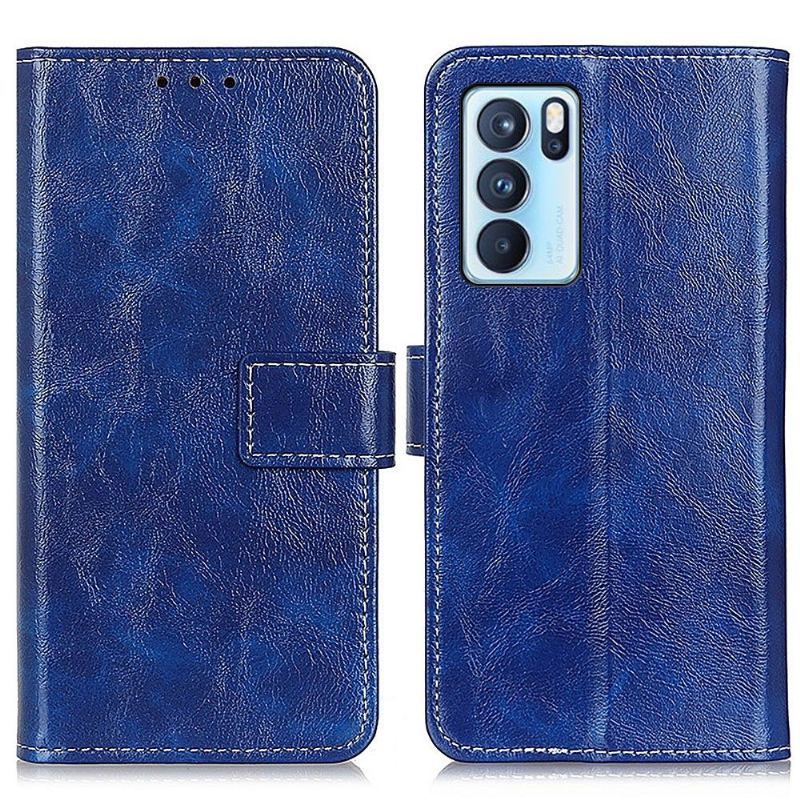 Etui Folio do Oppo Reno 6 5G Classic Luksusowe Szwy Z Efektem Skóry