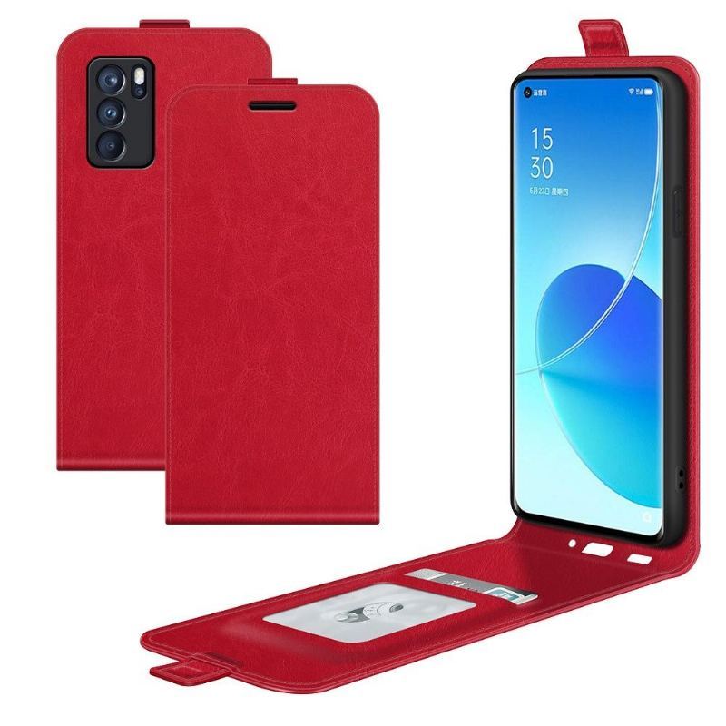 Skórzany Futerał do Oppo Reno 6 5G Anti-fall Etui Folio Ze Sztucznej Skóry W Pionie