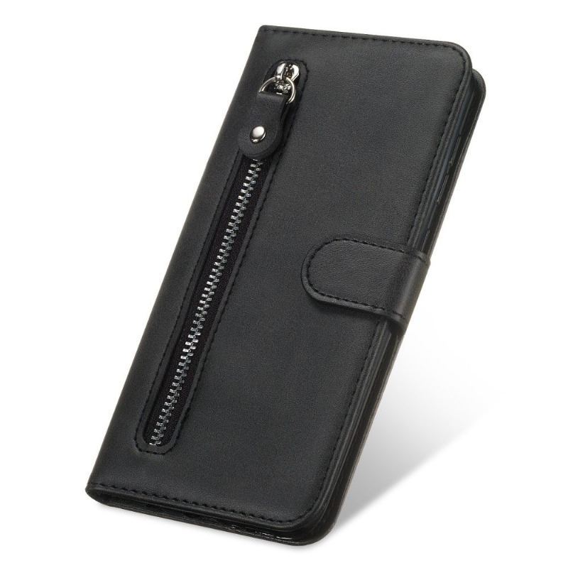 Etui Folio do Xiaomi Redmi Note 8T Classic Kieszeń Na Suwak Z Efektem Skóry - Czarna