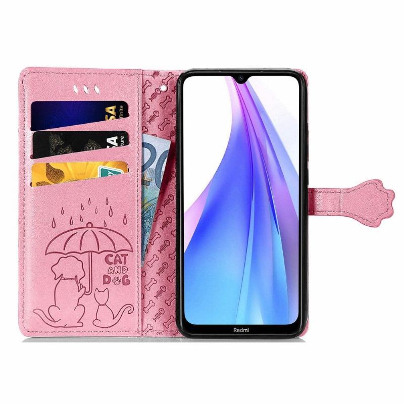 Etui Folio do Xiaomi Redmi Note 8T Classic Skórzane Tłoczone Zwierzęta