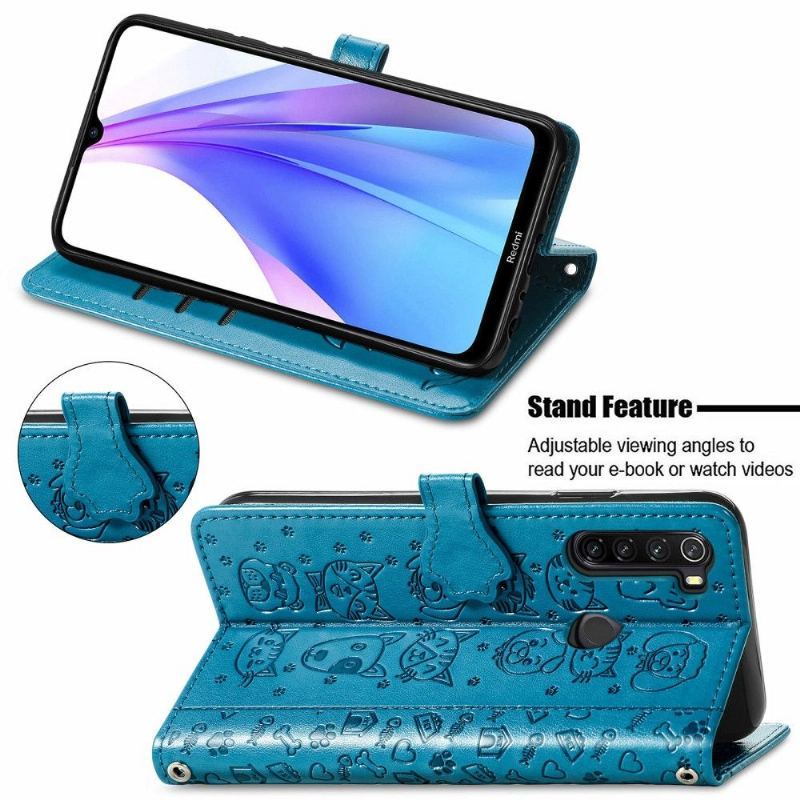 Etui Folio do Xiaomi Redmi Note 8T Classic Skórzane Tłoczone Zwierzęta