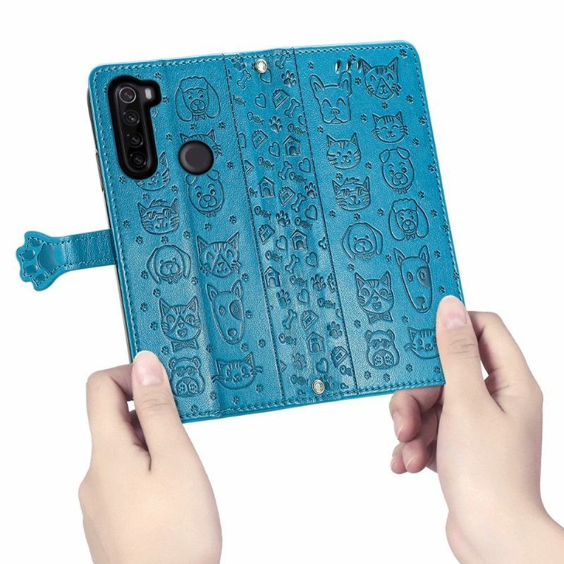 Etui Folio do Xiaomi Redmi Note 8T Classic Skórzane Tłoczone Zwierzęta