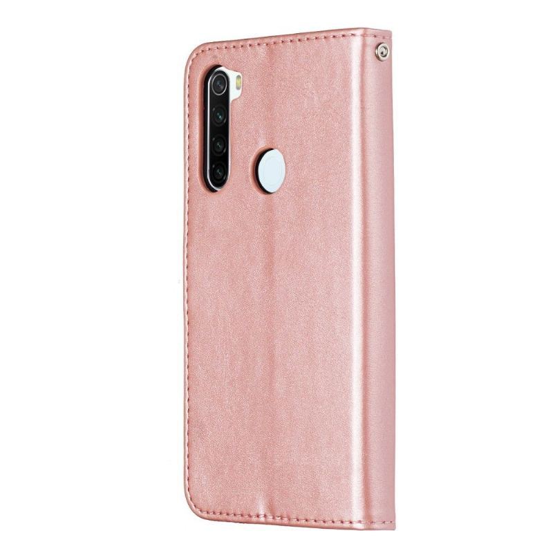 Etui Folio do Xiaomi Redmi Note 8T Kieszeń Na Suwak Z Efektem Skóry - Różowe Złoto