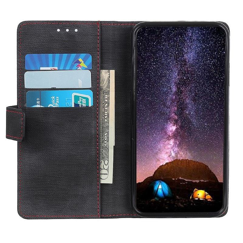 Etui Folio do Xiaomi Redmi Note 8T Tapicerka Z Tkaniny Ze Szwami