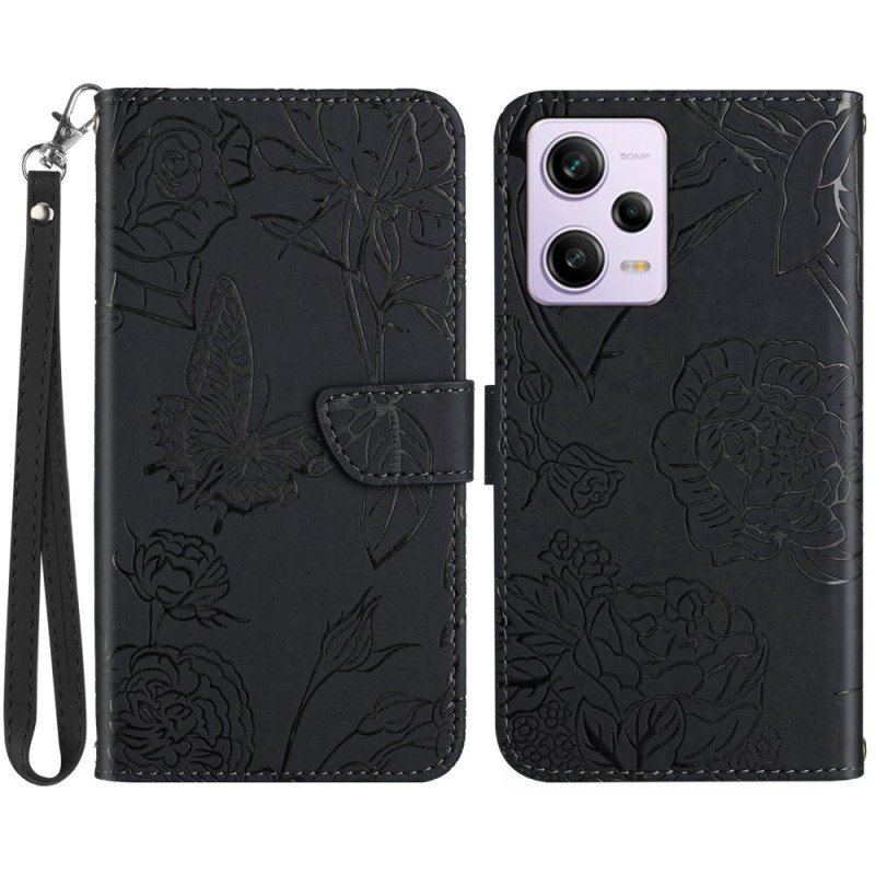 Etui Folio do Poco X5 Pro 5G Motyle I Smycz