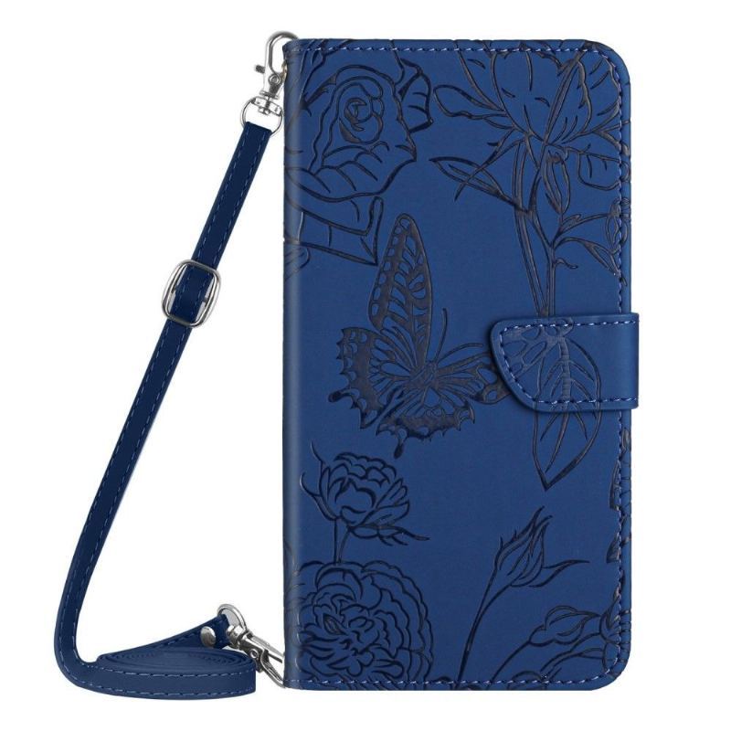 Etui Folio do OnePlus Nord 2T 5G Ilustracja Motyl I Kwiaty Pasek