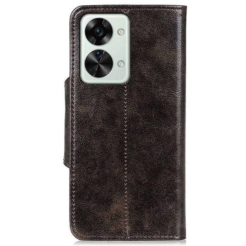 Etui Folio do OnePlus Nord 2T 5G Vintage Guzik Ze Sztucznej Skóry