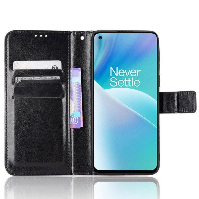 Etui Folio do OnePlus Nord 2T 5G z Łańcuch Błyskotliwa Sztuczna Skóra Z Paskiem