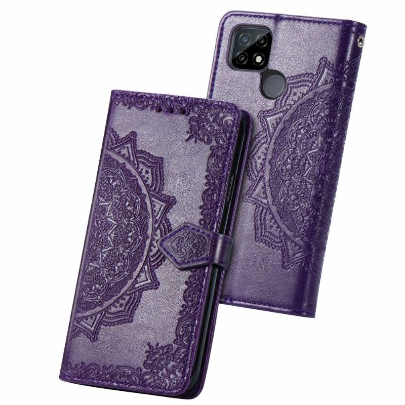 Etui Folio do Realme C21 Obrzeża Mandala Relief Faux Leather