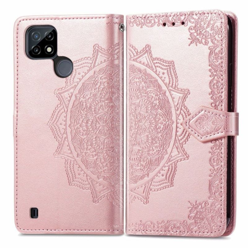 Etui Folio do Realme C21 Obrzeża Mandala Relief Faux Leather