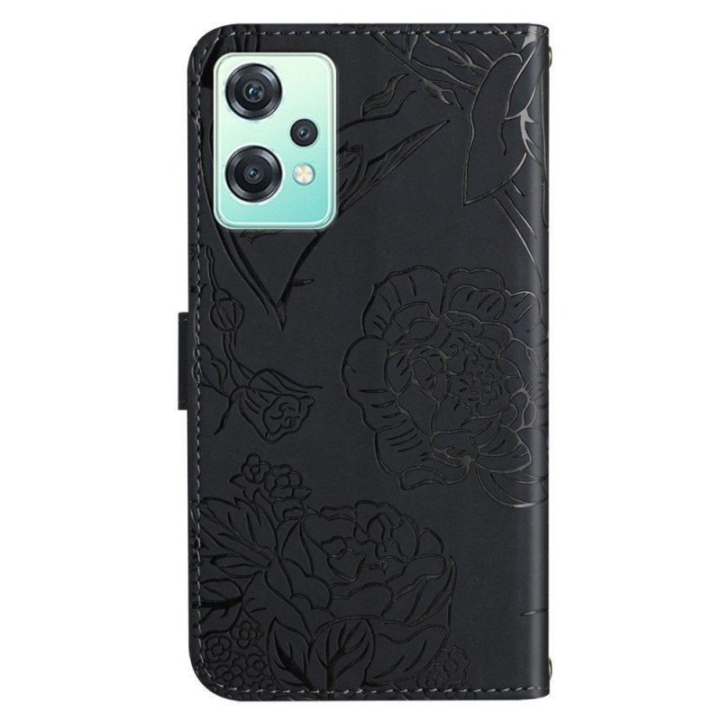 Etui Folio do OnePlus Nord CE 2 Lite 5G Dyskretne Motyle I Smycz