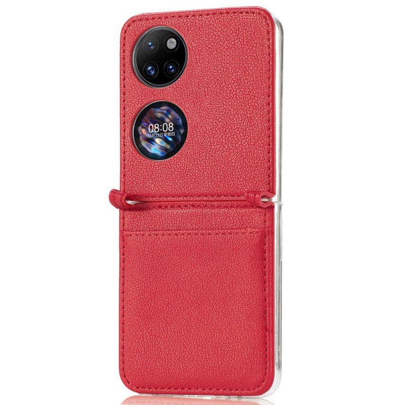 Etui do Huawei P50 Pocket Posiadacz Karty Ze Skóry Teksturowanej