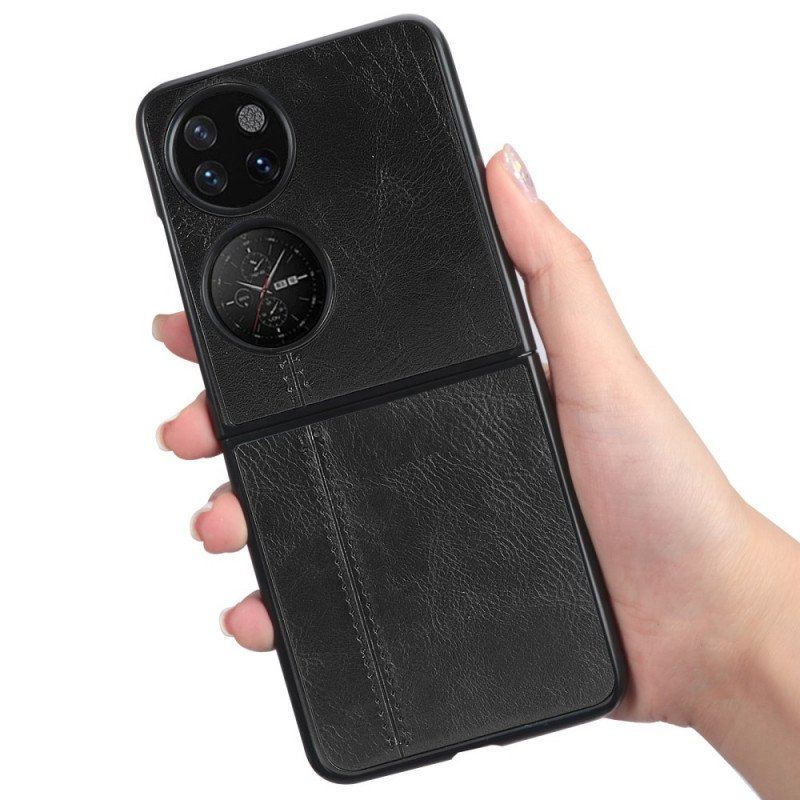 Etui do Huawei P50 Pocket Przeszycia Ze Sztucznej Skóry