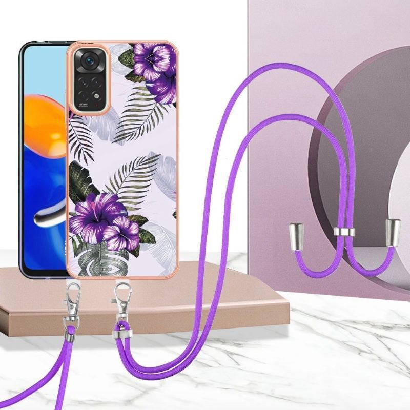 Etui do Xiaomi Redmi Note 11 / Note 11S Biznes ze Sznurkiem Egzotyczne Kwiaty