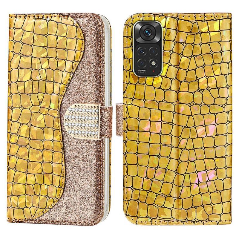 Etui Folio do Xiaomi Redmi Note 11 / Note 11S Luksusowe Croco Cekiny