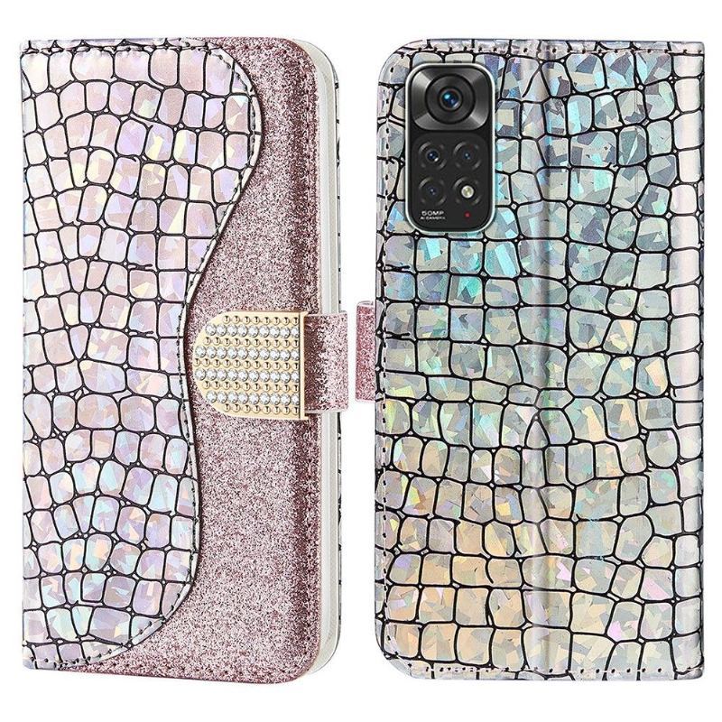 Etui Folio do Xiaomi Redmi Note 11 / Note 11S Luksusowe Croco Cekiny