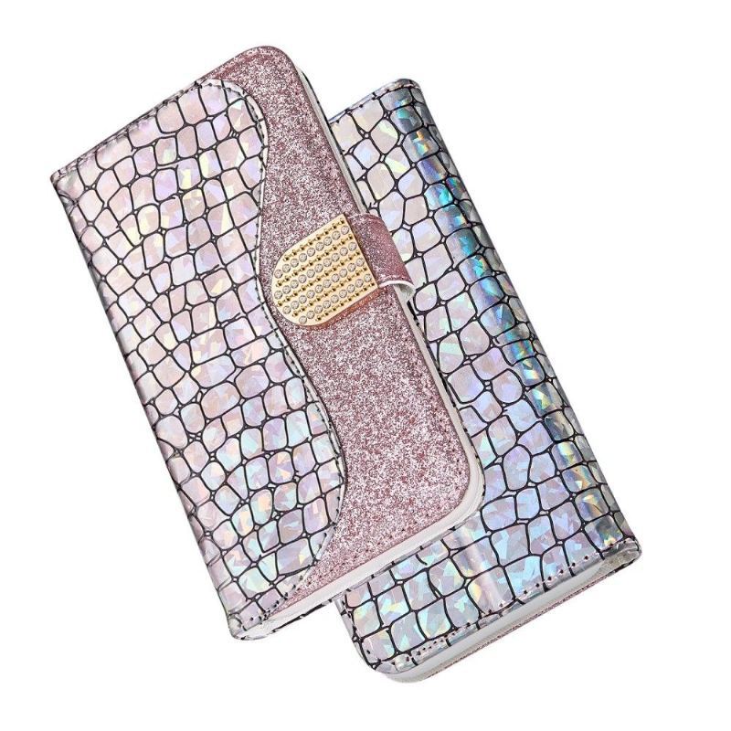 Etui Folio do Xiaomi Redmi Note 11 / Note 11S Luksusowe Croco Cekiny