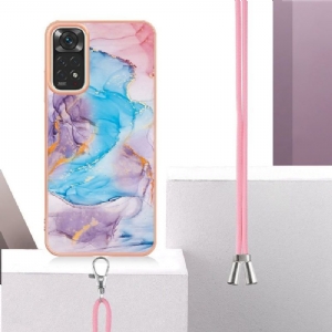 Futerały do Xiaomi Redmi Note 11 / Note 11S ze Sznurkiem Niebieski Kolorowy Marmur