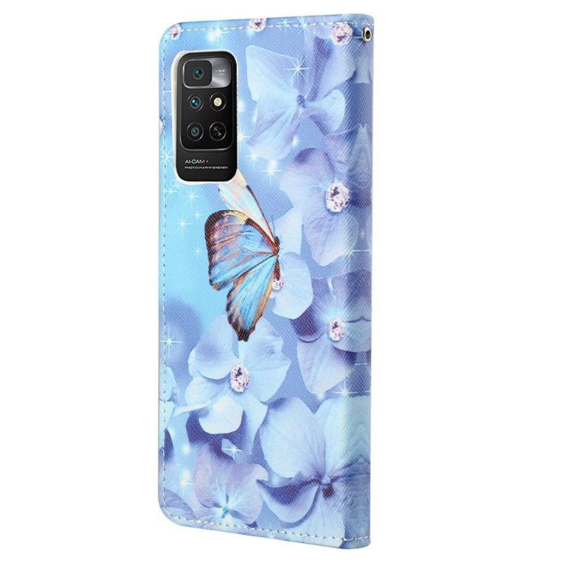 Obudowa Etui Na Telefon do Xiaomi Redmi Note 11 / Note 11S Motyl I Niebieskie Kwiaty