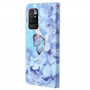 Obudowa Etui Na Telefon do Xiaomi Redmi Note 11 / Note 11S Motyl I Niebieskie Kwiaty