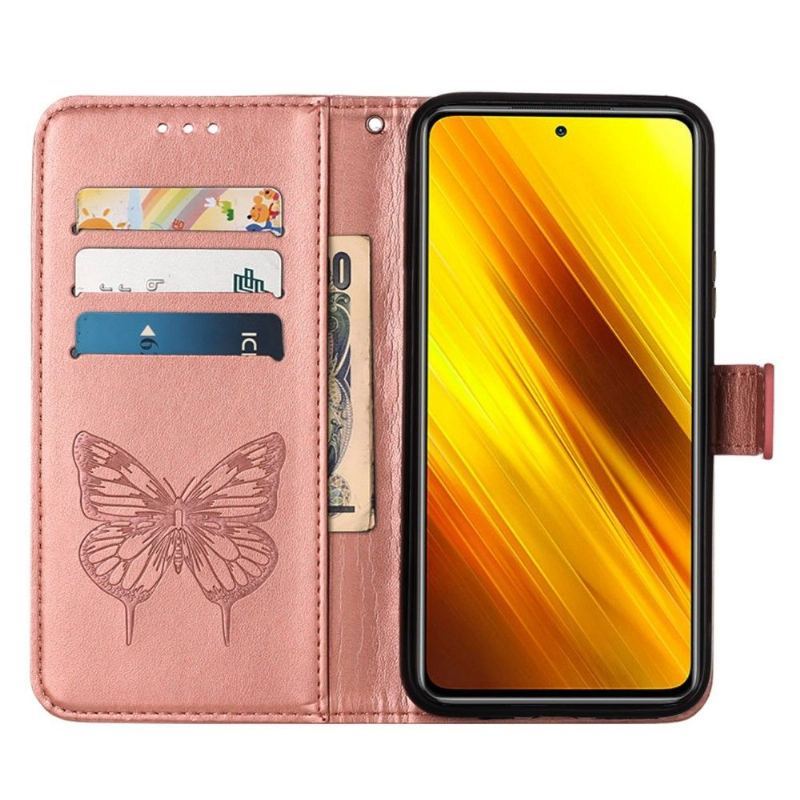 Skórzany Futerał do Xiaomi Redmi Note 11 / Note 11S Anti-fall Butterfly Flower Posiadacz Karty