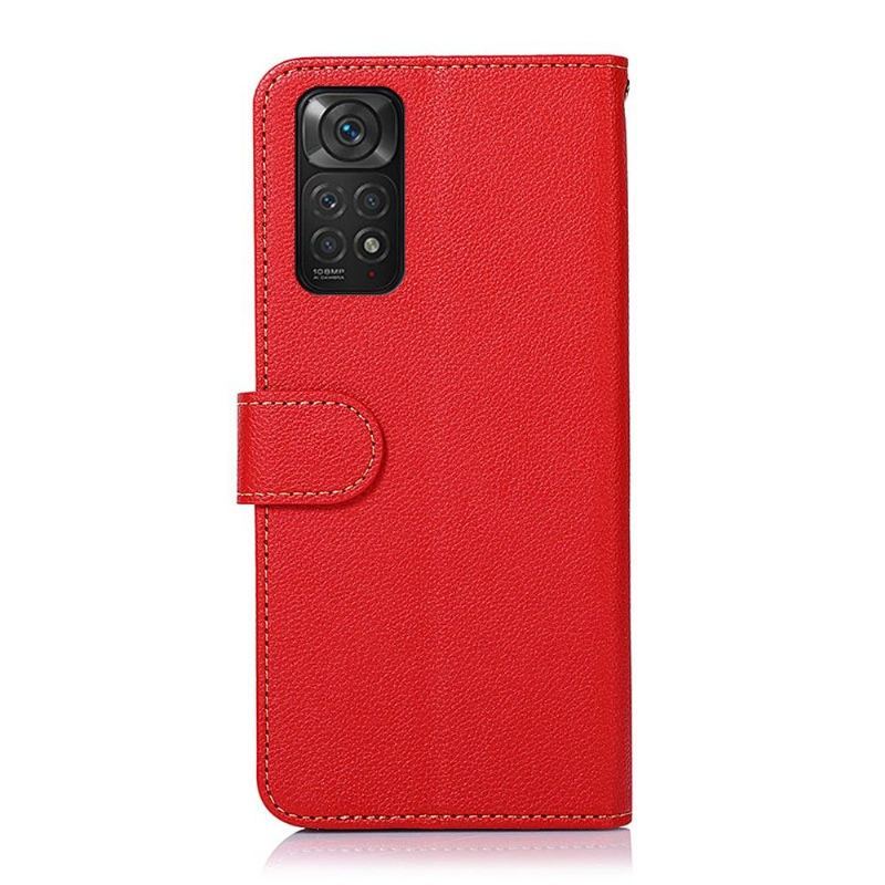 Skórzany Futerał do Xiaomi Redmi Note 11 / Note 11S Anti-fall Khazneh Odsłonięte Szwy