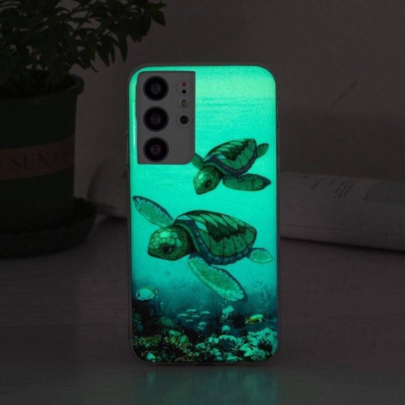 Etui do Samsung Galaxy S21 Ultra 5G Classic Fluorescencyjne Żółwie