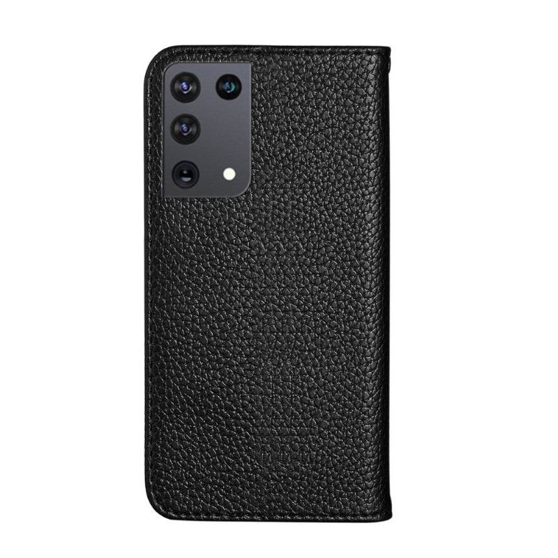 Skórzany Futerał do Samsung Galaxy S21 Ultra 5G Etui Folio Ziarnista Faux Skórzane Klapki