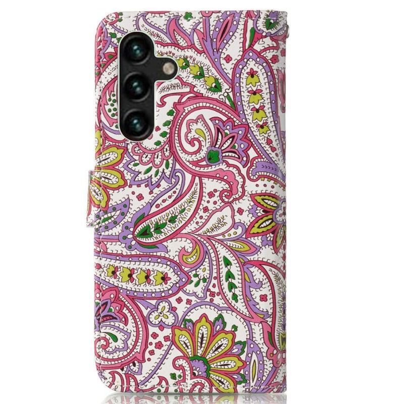 Skórzany Futerał do Samsung Galaxy A13 5G Paisley_kwiaty