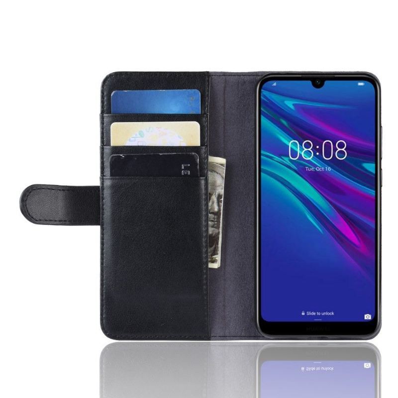 Etui do Huawei Y6 2019 Classic Premium Skóra - Czarny