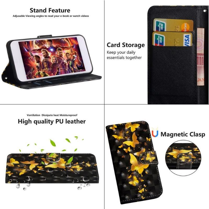 Etui Folio do Huawei Y6 2019 Złote Motyle