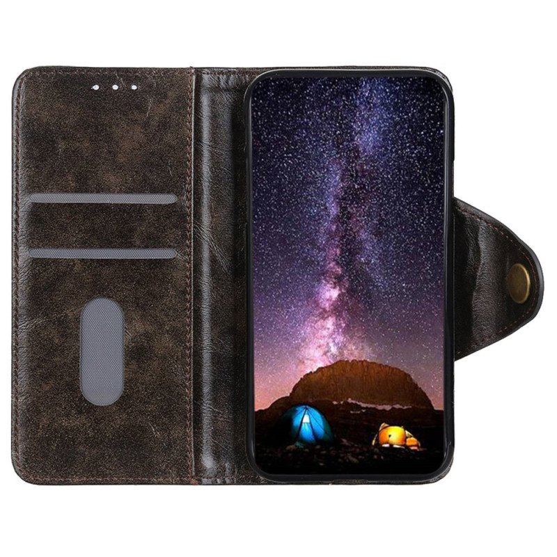 Etui Folio do Honor Magic 5 Lite Guzik Ze Sztucznej Skóry Lakierowanej