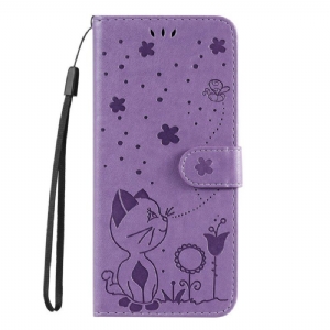 Etui Folio do Honor Magic 5 Lite z Łańcuch Kot I Pszczoła Z Smyczą