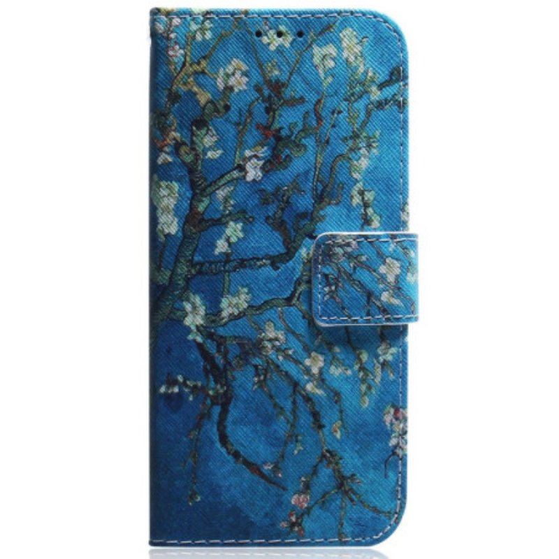 Etui Folio do Honor Magic 5 Lite z Łańcuch Paskowe Gałęzie Kwiatów