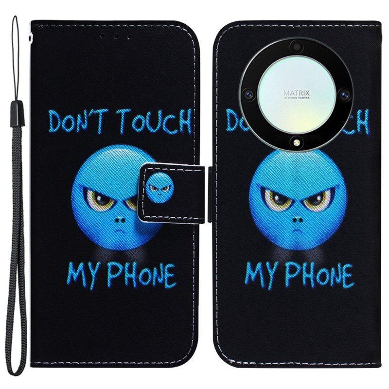 Etui Folio do Honor Magic 5 Lite z Łańcuch Smycz Emoji Telefon