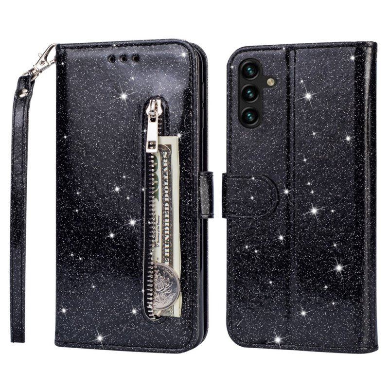 Etui Folio do Samsung Galaxy A14 / A14 5G Cekinowy Brokatowy Styl