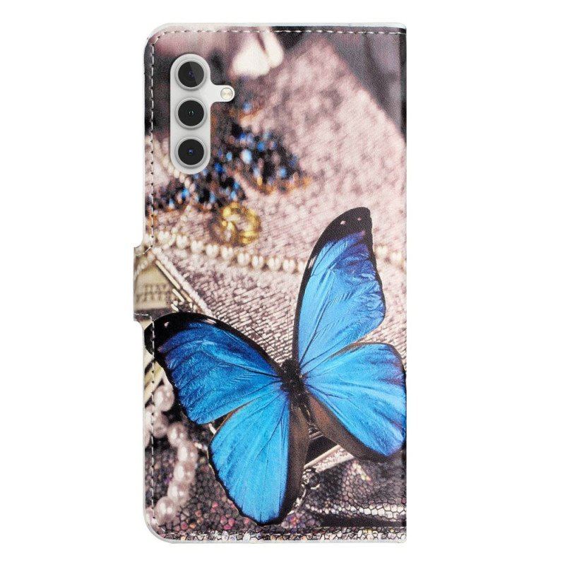 Etui Folio do Samsung Galaxy A14 / A14 5G Niebieski Motyl