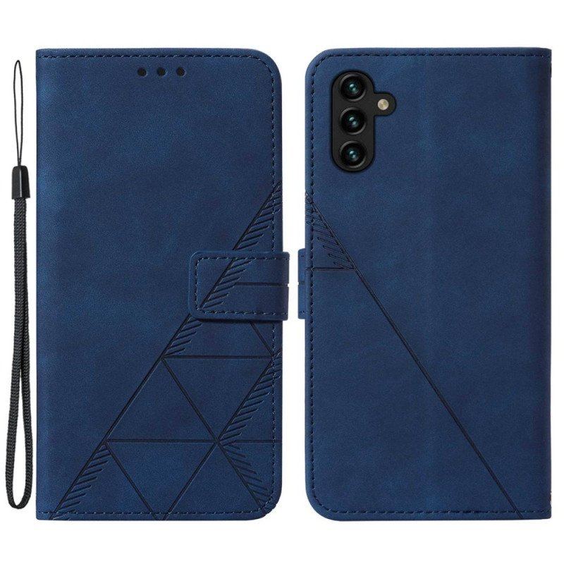 Etui Folio do Samsung Galaxy A14 / A14 5G Trójkąty Ze Smyczą