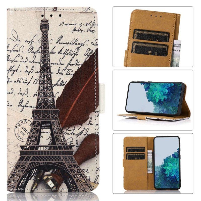 Etui Folio do Samsung Galaxy A14 / A14 5G Wieża Eiffla Poety