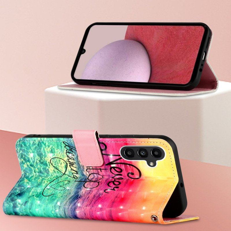 Etui Folio do Samsung Galaxy A14 / A14 5G z Łańcuch Nigdy Nie Przestawaj Marzyć Strappy