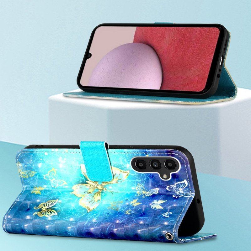 Etui Folio do Samsung Galaxy A14 / A14 5G z Łańcuch Oszałamiające Stringi Motyle