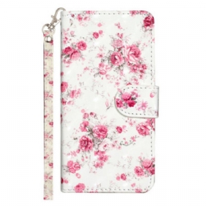 Etui Folio do Samsung Galaxy A14 / A14 5G z Łańcuch Pasek Liberty Flowers