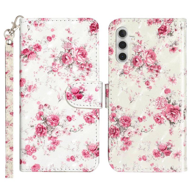 Etui Folio do Samsung Galaxy A14 / A14 5G z Łańcuch Pasek Liberty Flowers