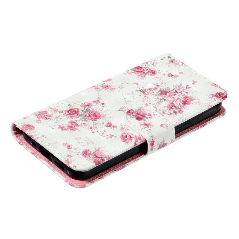 Etui Folio do Samsung Galaxy A14 / A14 5G z Łańcuch Pasek Liberty Flowers