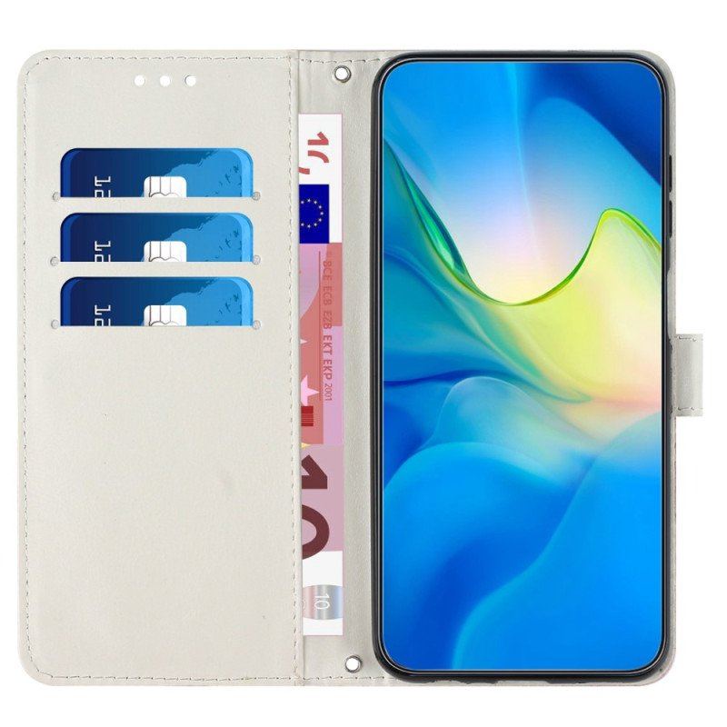 Etui Folio do Samsung Galaxy A14 / A14 5G z Łańcuch Pasek Marmuru