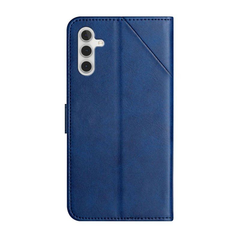 Etui Folio do Samsung Galaxy A14 / A14 5G z Łańcuch Paskowaty Geometryczny Skórzany Styl