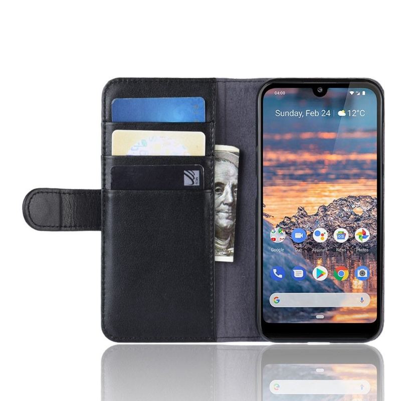 Case do Nokia 4.2 Biznes Portfel Premium Skóra - Czarny