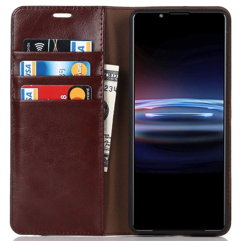 Etui Folio do Sony Xperia Pro-I Skórzany Uchwyt Na Karty Stojak Funkcyjny