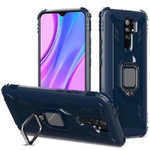 Futerały do Xiaomi Redmi 9 Obrzeża Carbon Look Z Pierścieniem Podtrzymującym